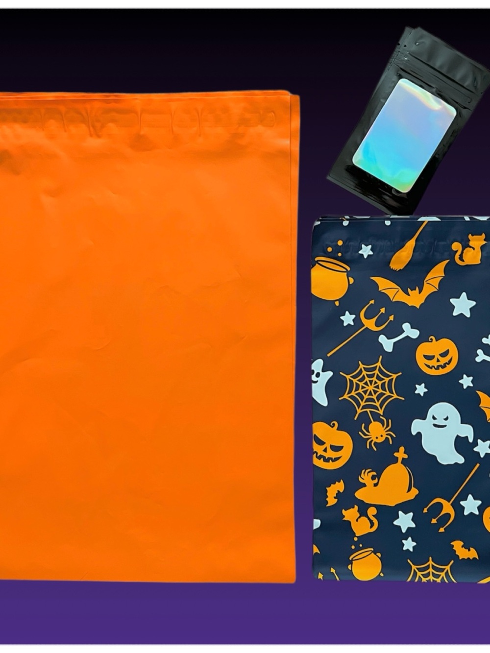 Halloween Gift 30 pack Mailer Set - Orange & Navy Halloween Poly mailers with